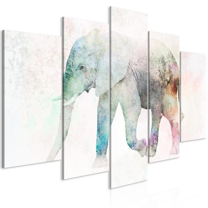 70,90 € Schilderij - Painted Elephant (5 Parts) Wide