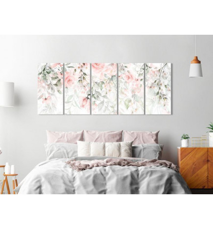 Canvas Print - Waterfall of Roses (5 Parts) Narrow - First Variant