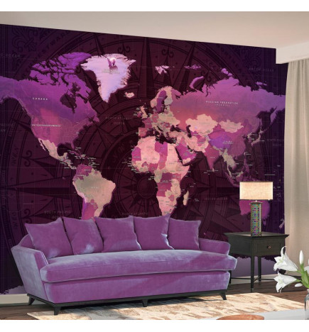 Fototapete - Purple World Map