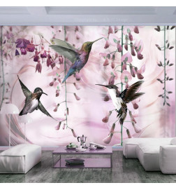 Wall Mural - Flying Hummingbirds (Pink)