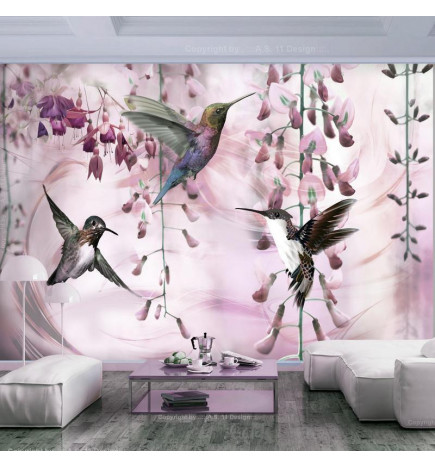 Fototapetti - Flying Hummingbirds (Pink)