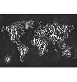 Fotomural - Modern world map - black and white continents with English names