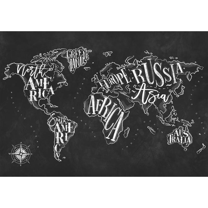 34,00 € Fototapetas - Modern world map - black and white continents with English names