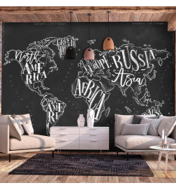Fototapetas - Modern world map - black and white continents with English names