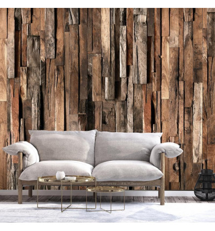 Fotobehang - Wooden Curtain (Brown)