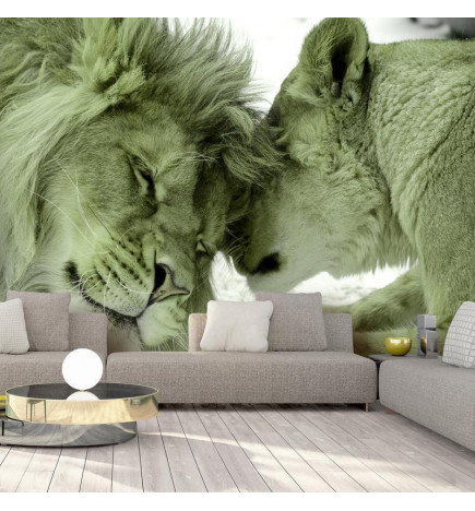 Foto tapete - Lion Tenderness (Green)