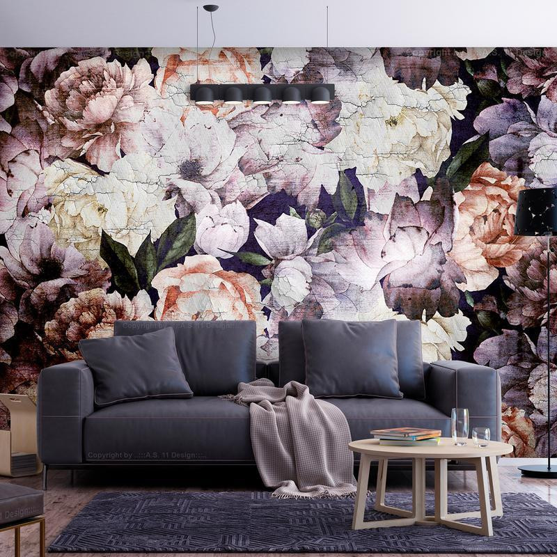 34,00 €Mural de parede - Plant motif with peonies in a garden - retro style flower background