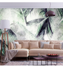 Fototapet - Eclectic jungle - plant motif with exotic leaves with texture