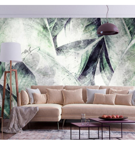 Mural de parede - Eclectic jungle - plant motif with exotic leaves with texture