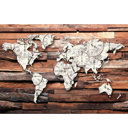 Wall Mural - Map On Wood