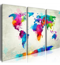 Tablou pe sticlă acrilică - World Map: An Explosion of Colours