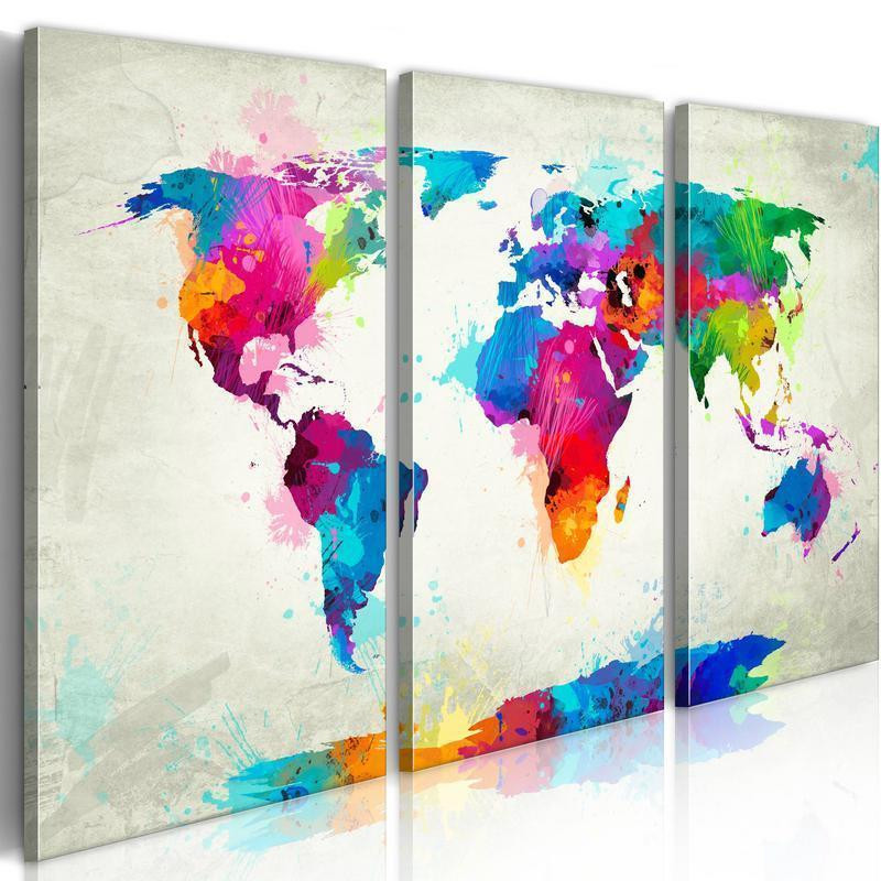 79,00 €Tableau sur verre acrylique - World Map: An Explosion of Colours