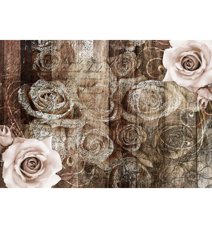 Fototapete - Old Wood & Roses