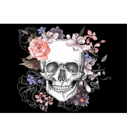 Mural de parede - Skull and Flowers