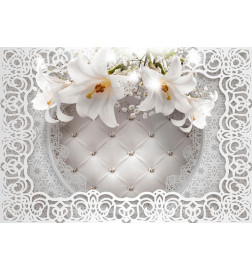 Fototapeet - Lilies and Quilted Background
