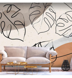 Wall Mural - Minimalistic Monstera Leaves