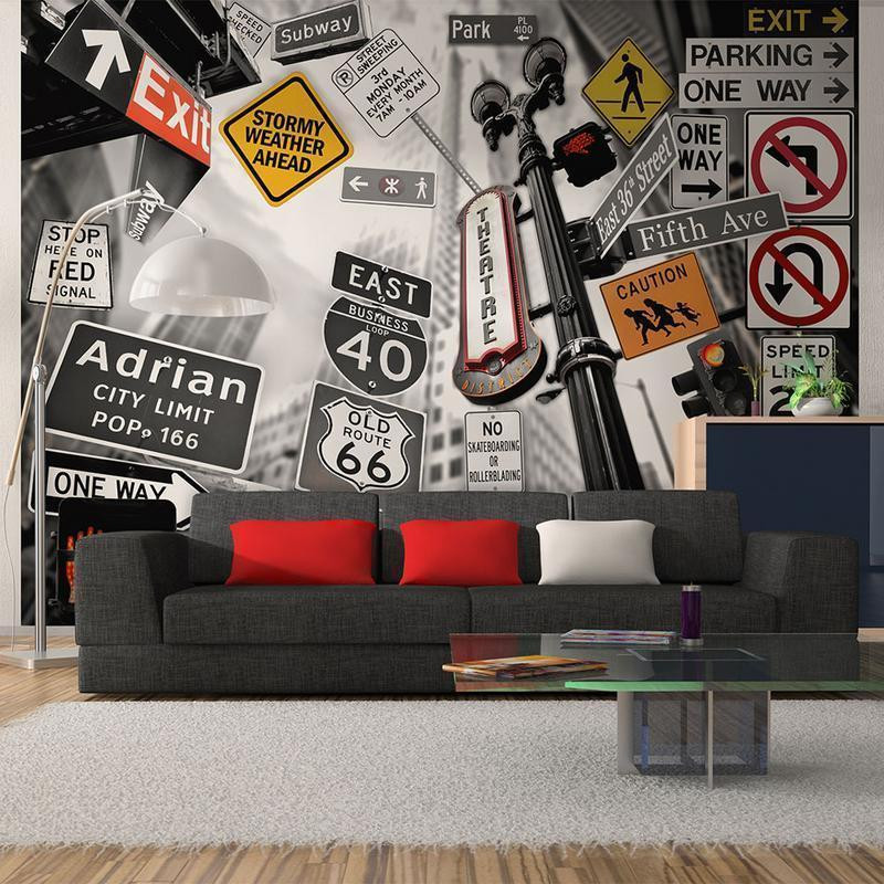 73,00 €Papier peint - NYC signs on a monochrome background