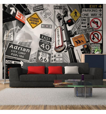 73,00 € Wall Mural - NYC signs on a monochrome background