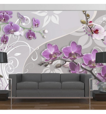 Fotobehang - Flight of purple orchids