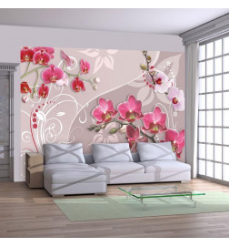Mural de parede - Flight of pink orchids