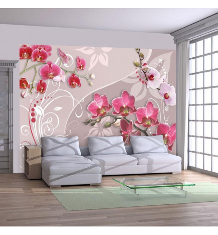 Wall Mural - Flight of pink orchids