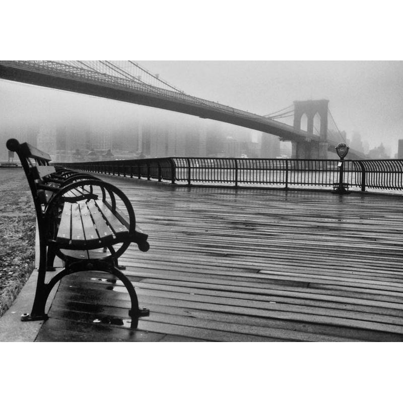 34,00 €Carta da parati - Autumn Day in New York - Architecture of a city bridge in foggy weather