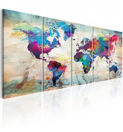 Schilderij - World Map: Cracked Wall