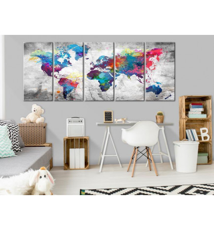 Schilderij - World Map: Spilt Paint