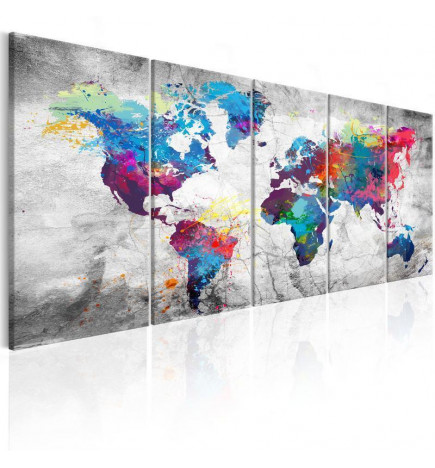 Schilderij - World Map: Spilt Paint