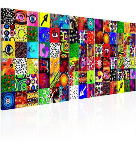 Quadro collage con i cubi e i quadrati colorati