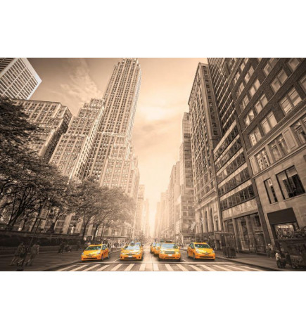 Fototapete - New York taxi - sepia