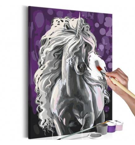 DIY canvas painting - White Unicorn