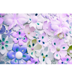 Fototapetas - Floral motif - purple composition with jewellery on light background