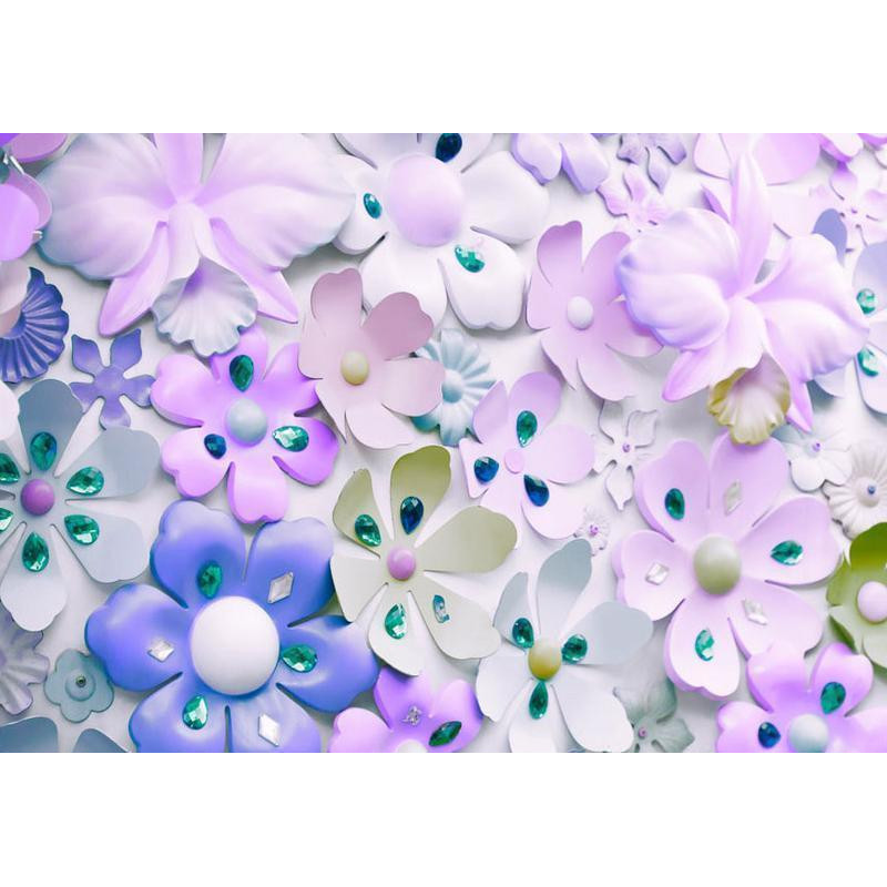 34,00 € Fotobehang - Floral motif - purple composition with jewellery on light background