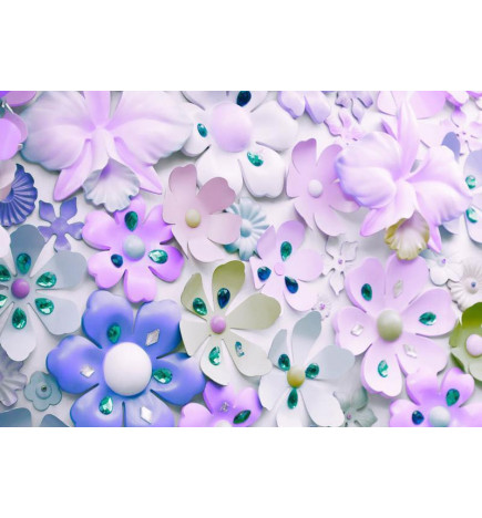 Foto tapete - Floral motif - purple composition with jewellery on light background