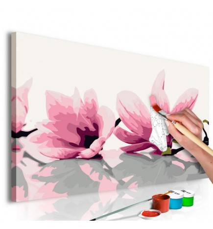 DIY canvas painting - Magnolia (White Background)