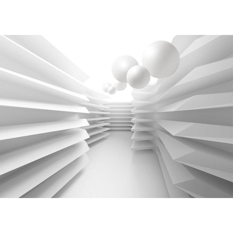 34,00 € Foto tapete - Modern abstraction - white corridor with space effect and spheres