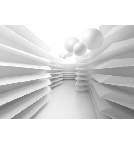 34,00 € Wall Mural - Modern abstraction - white corridor with space effect and spheres