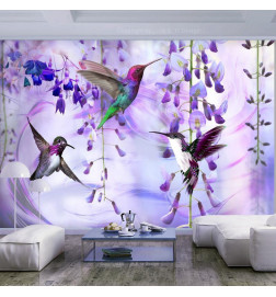 Fotobehang - Flying Hummingbirds (Violet)