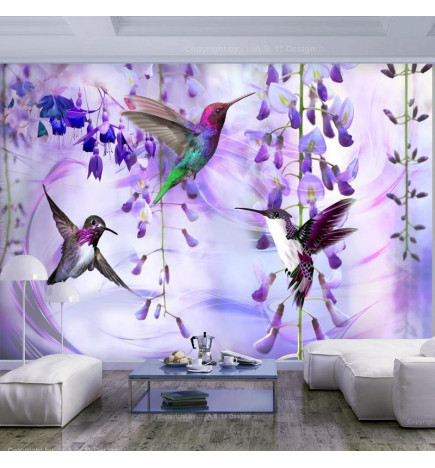 Papier peint - Flying Hummingbirds (Violet)