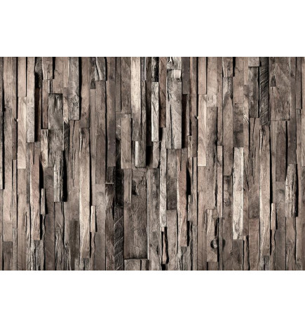 Fotobehang - Wooden Curtain (Dark Brown)