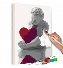 Tableau à peindre par soi-même - Ange (coeur rouge)