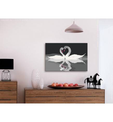 Tableau à peindre par soi-même - Couple de cygnes