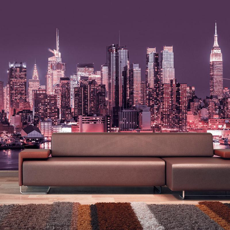 34,00 €Carta da parati - Purple night over Manhattan - cityscape of New York architecture