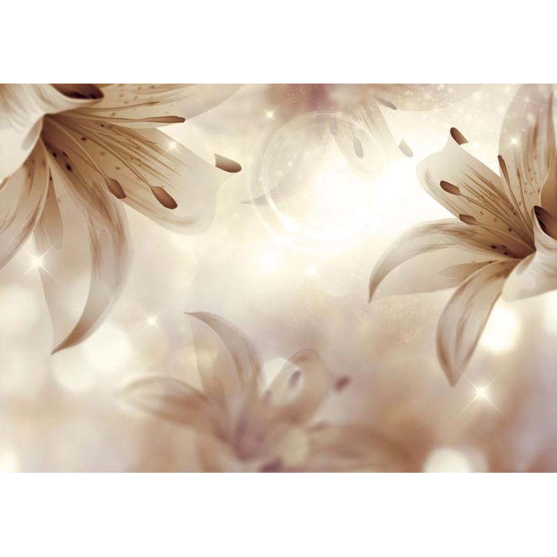 34,00 € Foto tapete - Floral motif - a composition of lilies on a background with a light glow effect