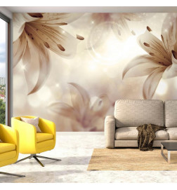 Fototapeet - Floral motif - a composition of lilies on a background with a light glow effect