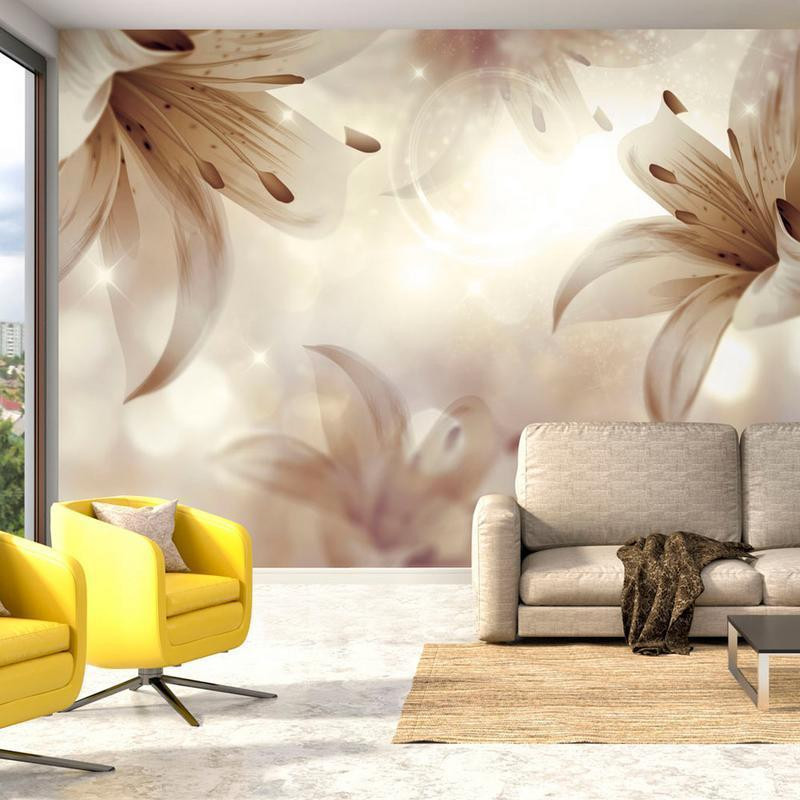 34,00 € Foto tapete - Floral motif - a composition of lilies on a background with a light glow effect
