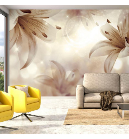 Wall Mural - Floral motif - a composition of lilies on a background with a light glow effect