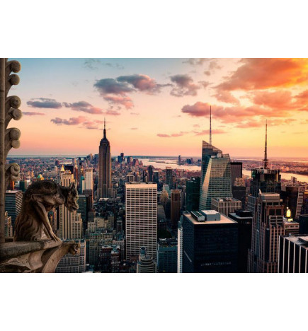 Fototapete - New York: The skyscrapers and sunset
