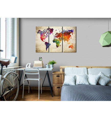 61,90 € Taulu - The Worlds Map in Watercolor